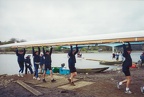 Men s 8 coming off the water